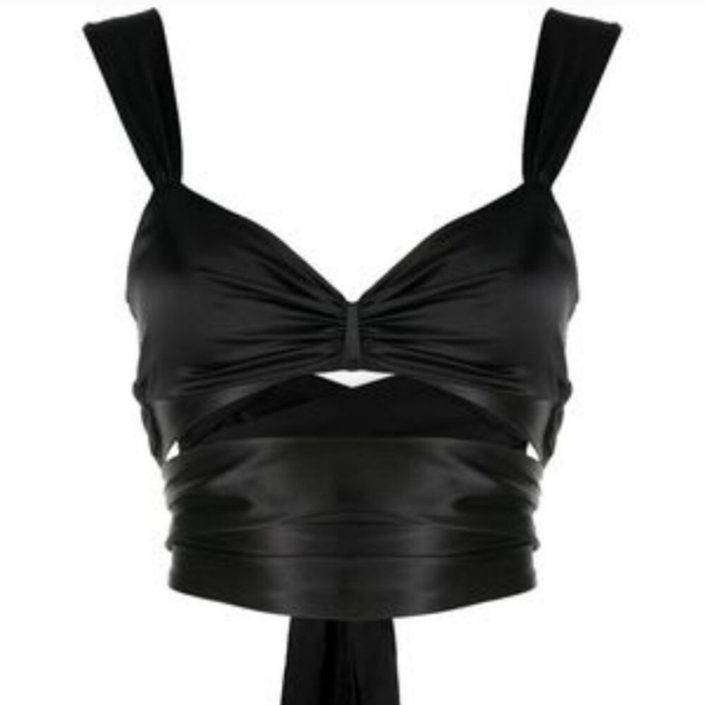 Fleur du Mal Black Sleeveless Crop Top with Cut Out Design